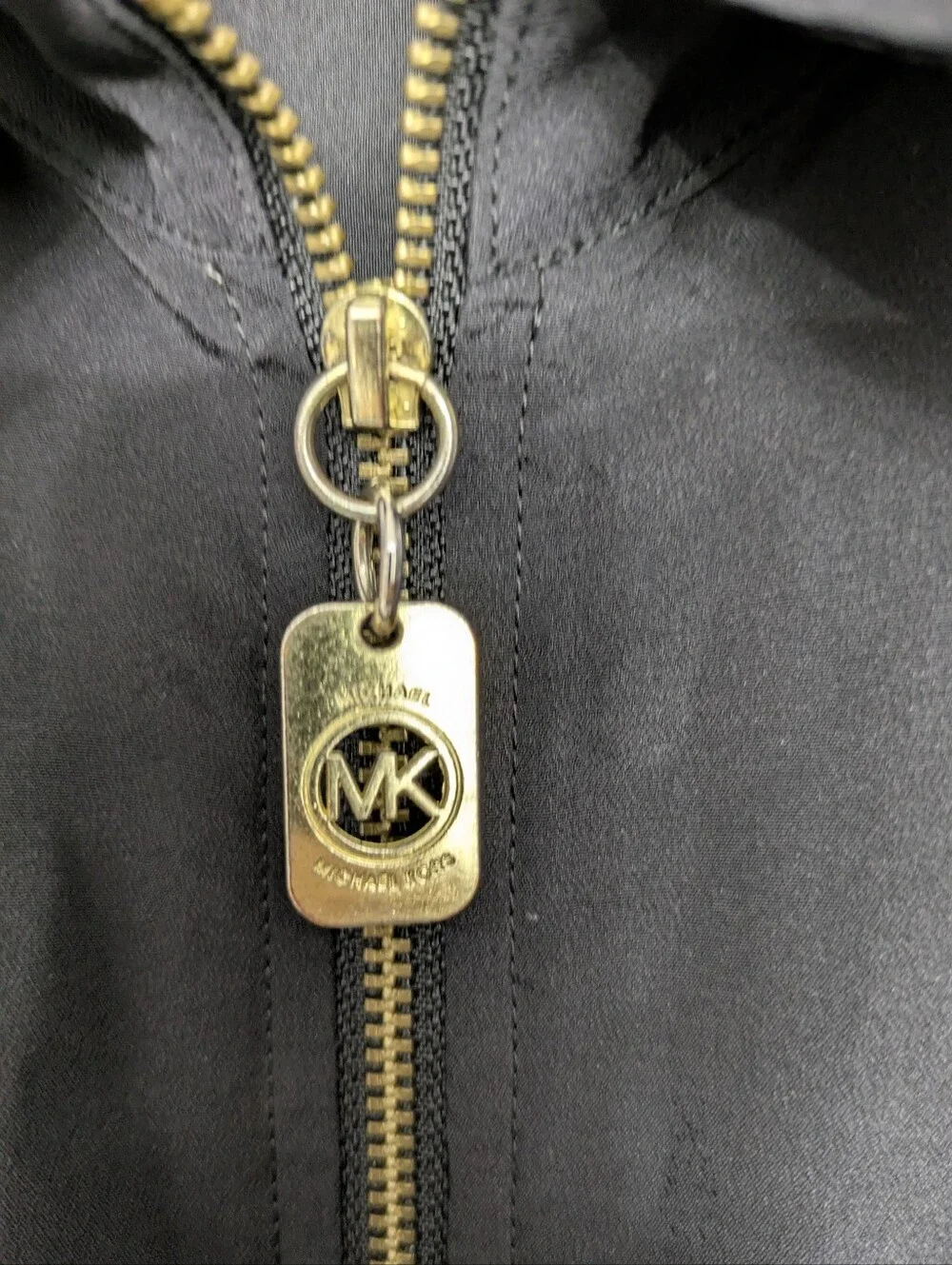 MICHAEL Michael Kors Black Gold Zip Utility Blouse M